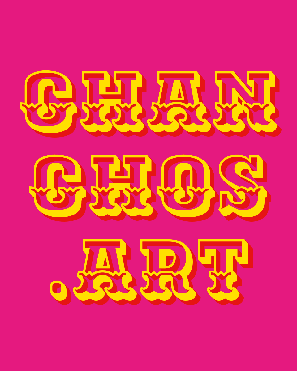 chanchos.art en letras estilo western amarillas con sombra roja